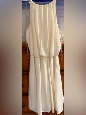 miami Cream Sleeveless Dress with Subtle Sheen